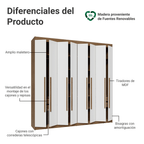 Closet Venus 8 Puertas 4 Cajones 2 Barrales MarrónBlanco