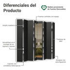 Closet Venus 8 Puertas 4 Cajones 2 Espejos BlancoNegro