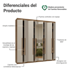 Closet Venus 8 Puertas 4 Cajones 2 Espejos MarrónCrema