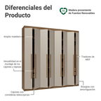 Closet Venus 8 Puertas 4 Cajones 2 Barrales MarrónCrema