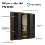 Closet Venus 8 Puertas 4 Cajones 2 Espejos MarrónNegro