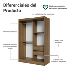 Closet Max 2 Puertas Corredizas 2 Cajones Marrón 183 cm x 119 cm x 54 cm