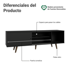Centro de Entretenimiento Mesa para TV Dubai Hasta 65 Pulgadas Negro (Patas Marrón)
