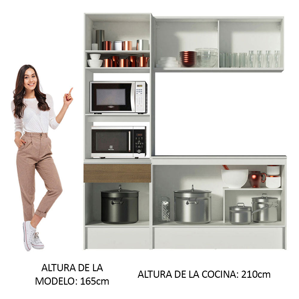 Cocina Integral Topazio 1.80 m con Encimera Blanco/Marrón