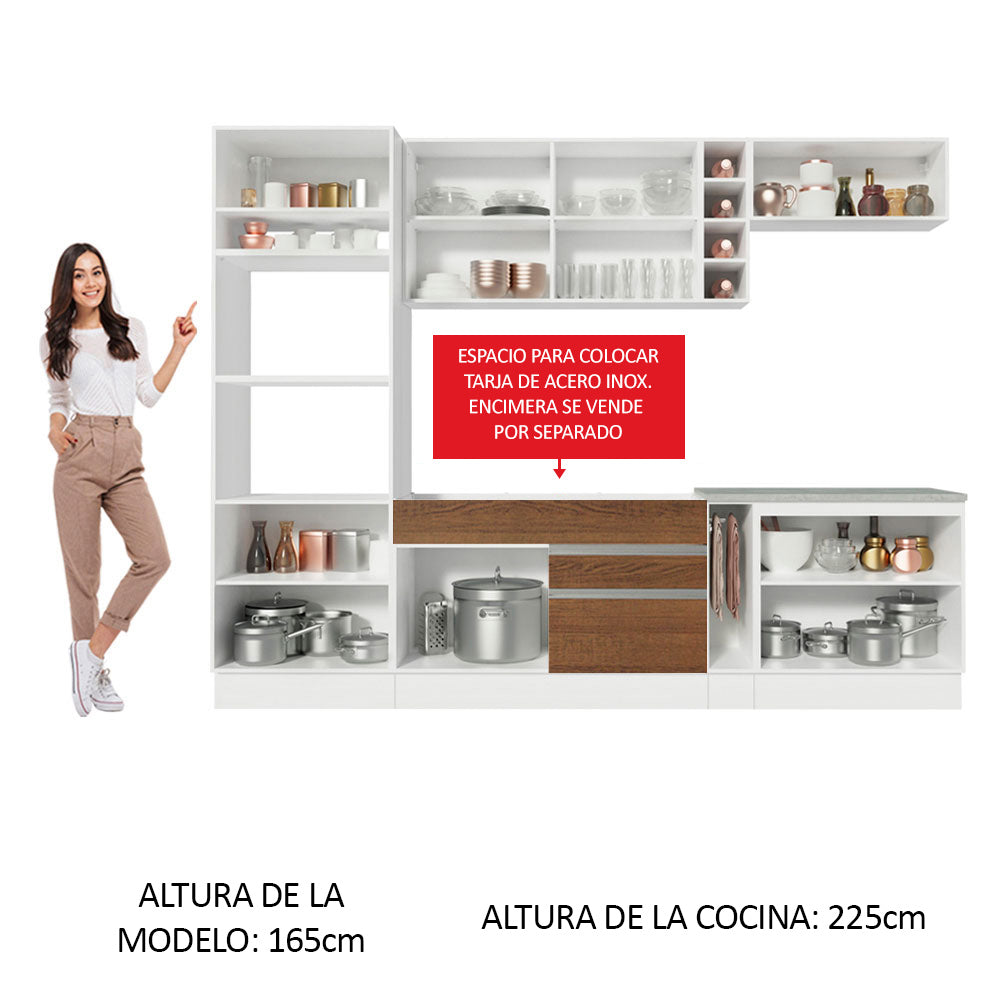 Cocina Integral Vicenza 2.90 Metros Blanco/Marrón