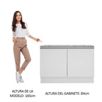 Mueble de Cocina Bajo Glamy 1.20 m 2 Puertas con Encimera Blanco