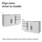 Mueble de Cocina Bajo Glamy 1.20 m 2 Puertas 3 Cajones Blanco