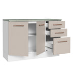 Mueble de Cocina Bajo Agata 1.20 m 2 Puertas 3 Cajones con Encimera Blanco/Crema