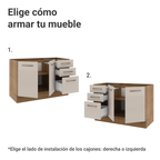 Mueble de Cocina Bajo Agata 1.20 m 2 Puertas 3 Cajones Marrón/Crema