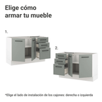 Mueble de Cocina Bajo Agata 1.20 m 2 Puertas 3 Cajones Blanco/Gris