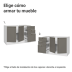 Mueble de Cocina Bajo Vik 1.20 m 2 Puertas 3 Cajones Blanco/Gris