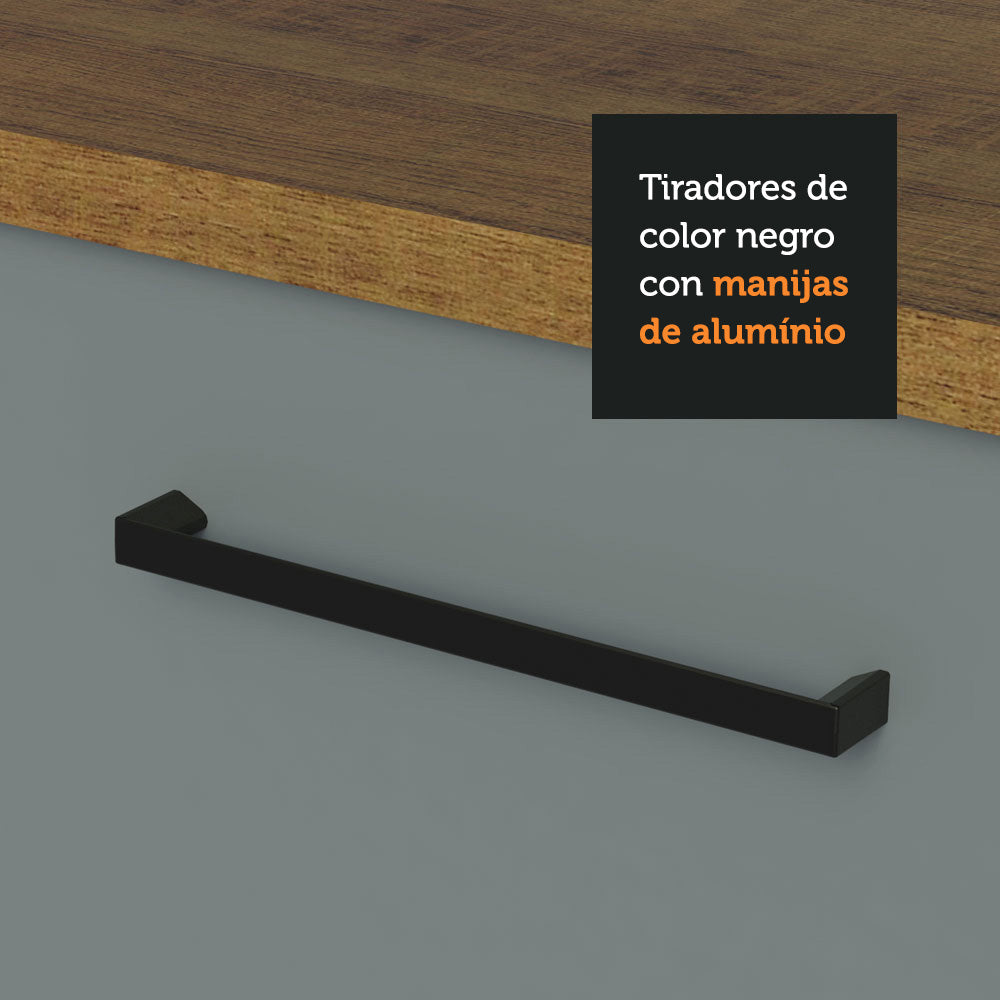 Mueble de Cocina Bajo Agata 1.20 m 2 Puertas 3 Cajones Marrón/Gris