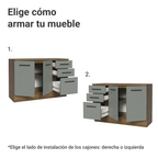 Mueble de Cocina Bajo Agata 1.20 m 2 Puertas 3 Cajones con Encimera Marrón/Gris