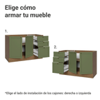 Mueble de Cocina Bajo Vik 1.20 m 2 Puertas 3 Cajones MarrónVerde