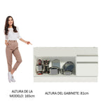 Mueble de Cocina Bajo Glamy 1.50 m 2 Puertas 2 Cajones Blanco