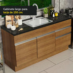 Mueble de Cocina Bajo Glamy 1.50 m 2 Puertas 2 Cajones Marrón