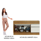 Mueble de Cocina Bajo Glamy 1.50 m 2 Puertas 2 Cajones Marrón/Blanco