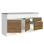 Mueble de Cocina Bajo Glamy 1.50 m 2 Puertas 2 Cajones con Encimera Blanco/Marrón