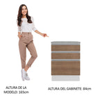 Mueble de Cocina Bajo Glamy 60 cm 3 Cajones Blanco/Marrón