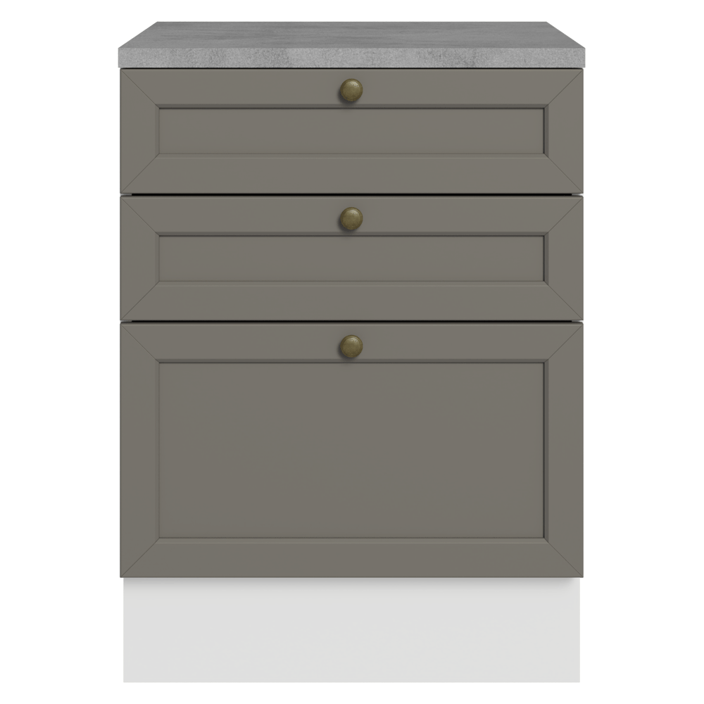 Mueble de Cocina Bajo Vik 60 cm 3 Cajones Blanco/Gris