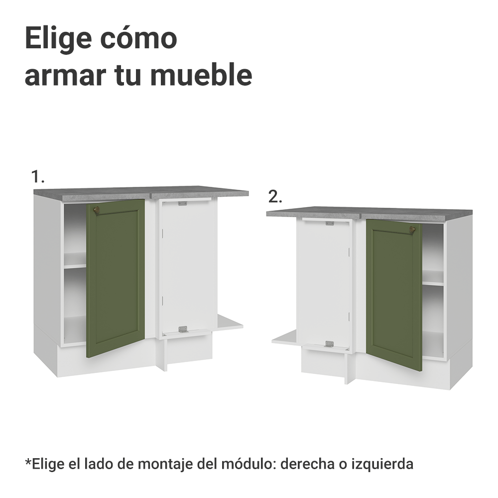Mueble de Cocina Bajo de Esquina Vik 1 Puerta Blanco/Verde