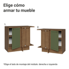 Mueble de Cocina Bajo de Esquina Vik 1 Puerta MarrónVerde