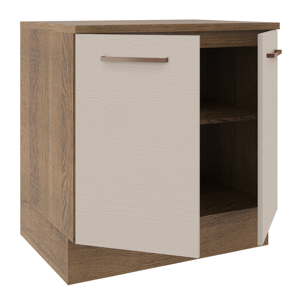Mueble de Cocina Bajo Agata 80 cm 2 Puertas Marrón/Crema