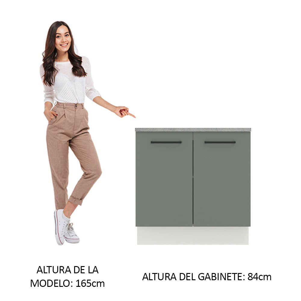 Mueble de Cocina Bajo Agata 80 cm 2 Puertas Blanco/Gris