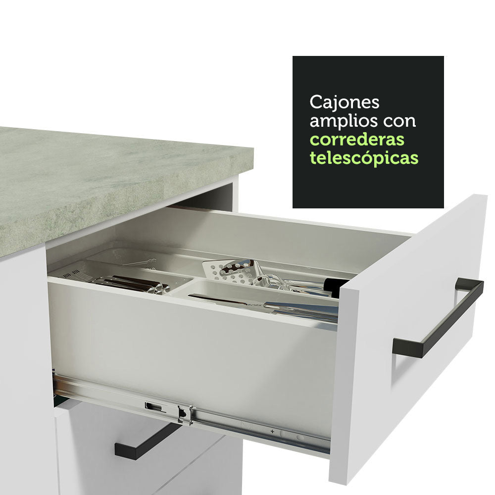 Mueble de Cocina Bajo Agata 80 cm 2 Cajones Blanco