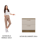 Mueble de Cocina Bajo Agata 80 cm 2 Cajones Marrón/Crema