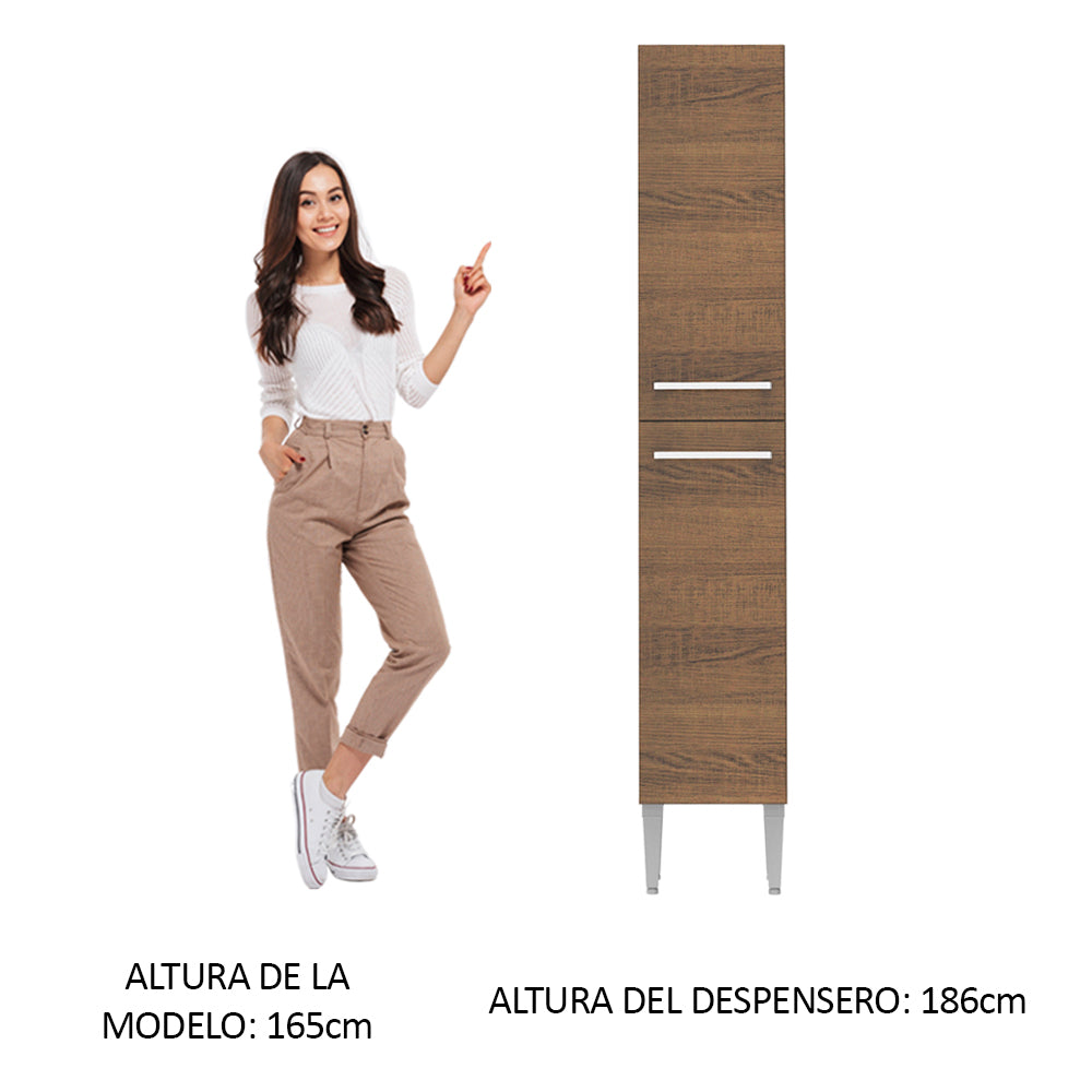 Mueble de Cocina Armario Vertical Emilly 2 Puertas Marrón