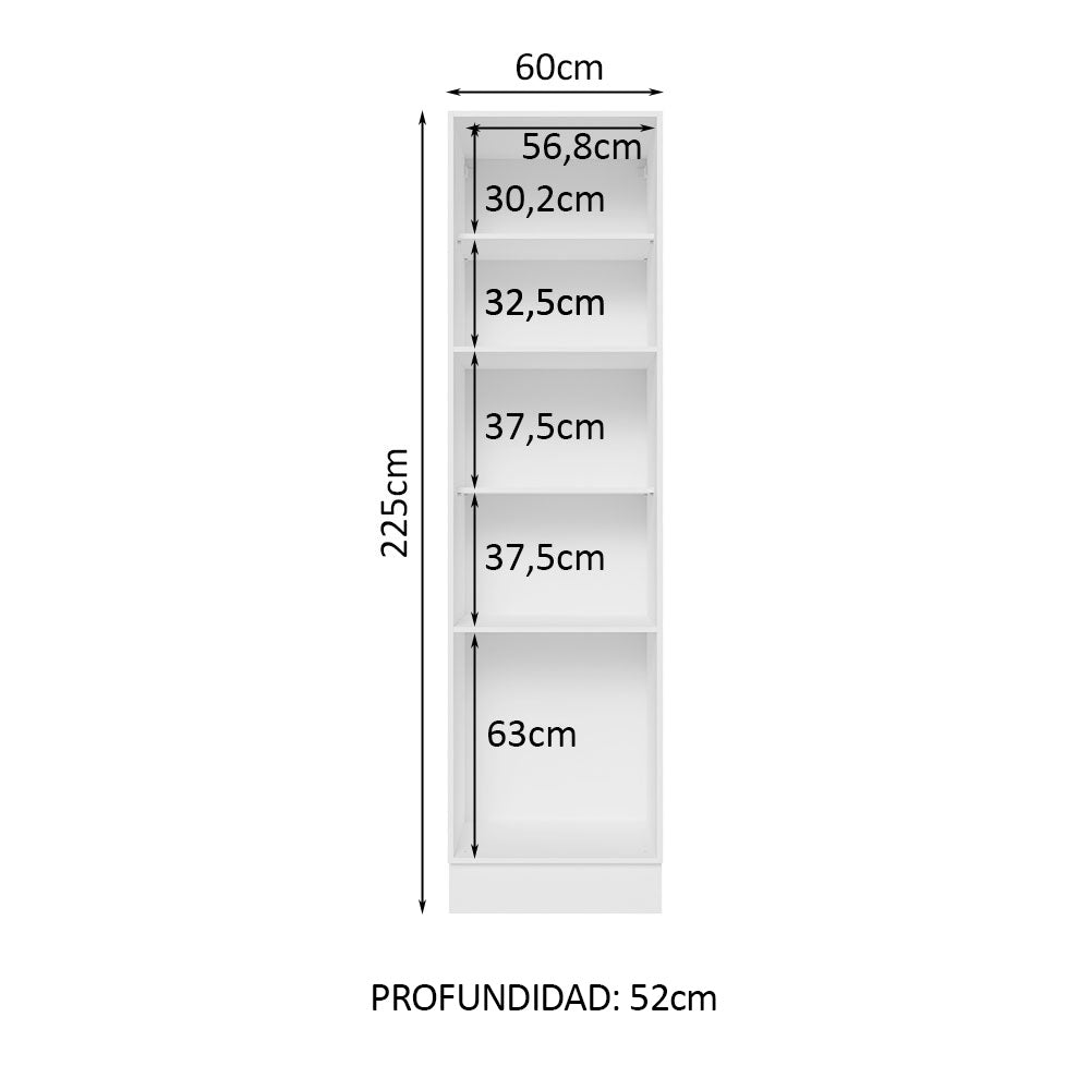 Mueble de Cocina Armario Vertical Glamy 3 Puertas Blanco