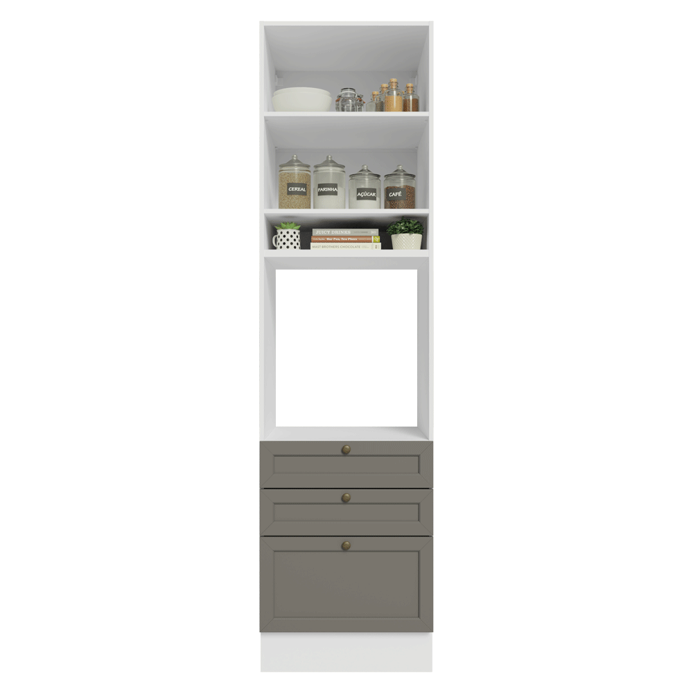 Mueble de Cocina para Hornos Vik 60 cm Blanco/Gris