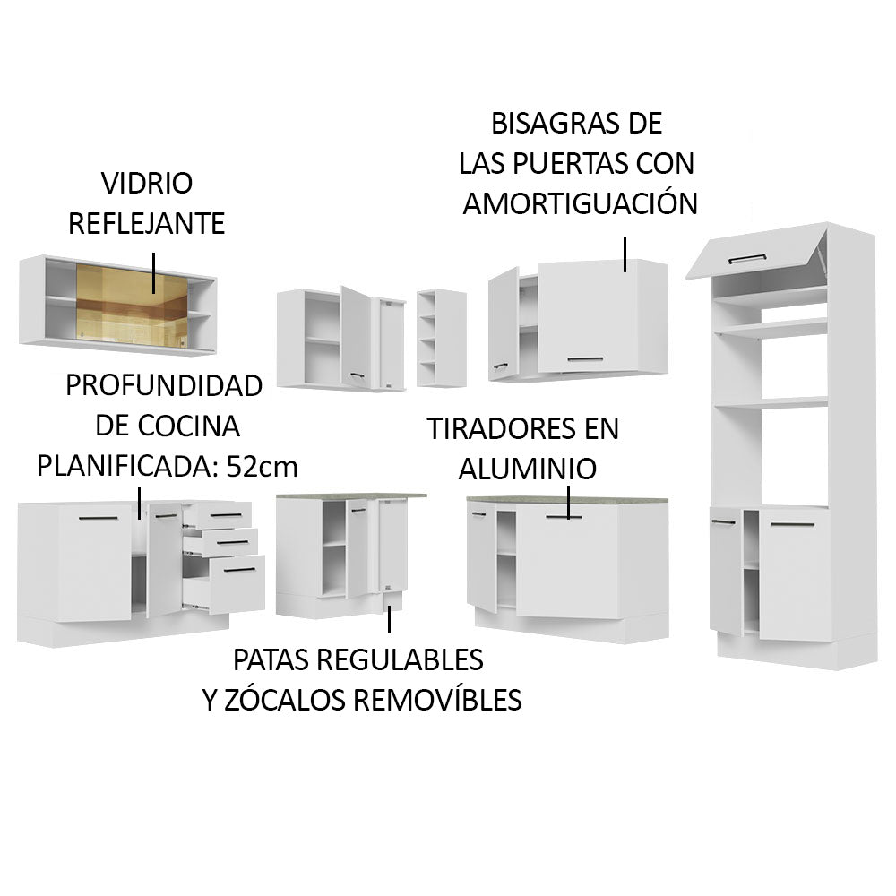 Cocina Integral de Esquina Agata 4.60 m Blanco 01