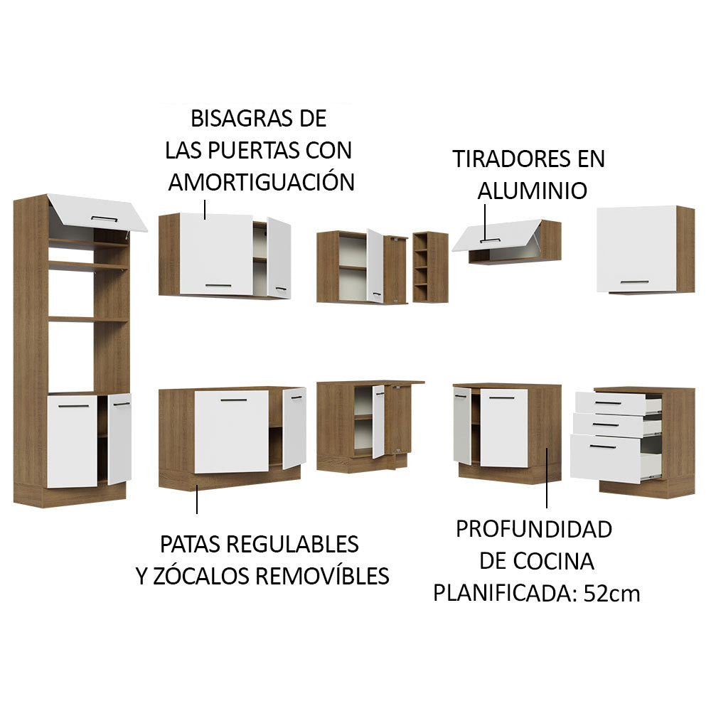 Cocina Integral de Esquina Agata 4.80 m Marrón/Blanco 01