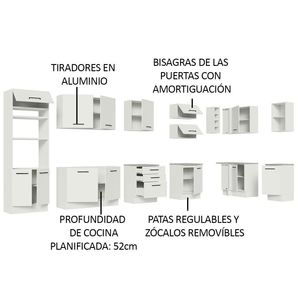 Cocina Integral de Esquina Agata 5.00 m Blanco 01