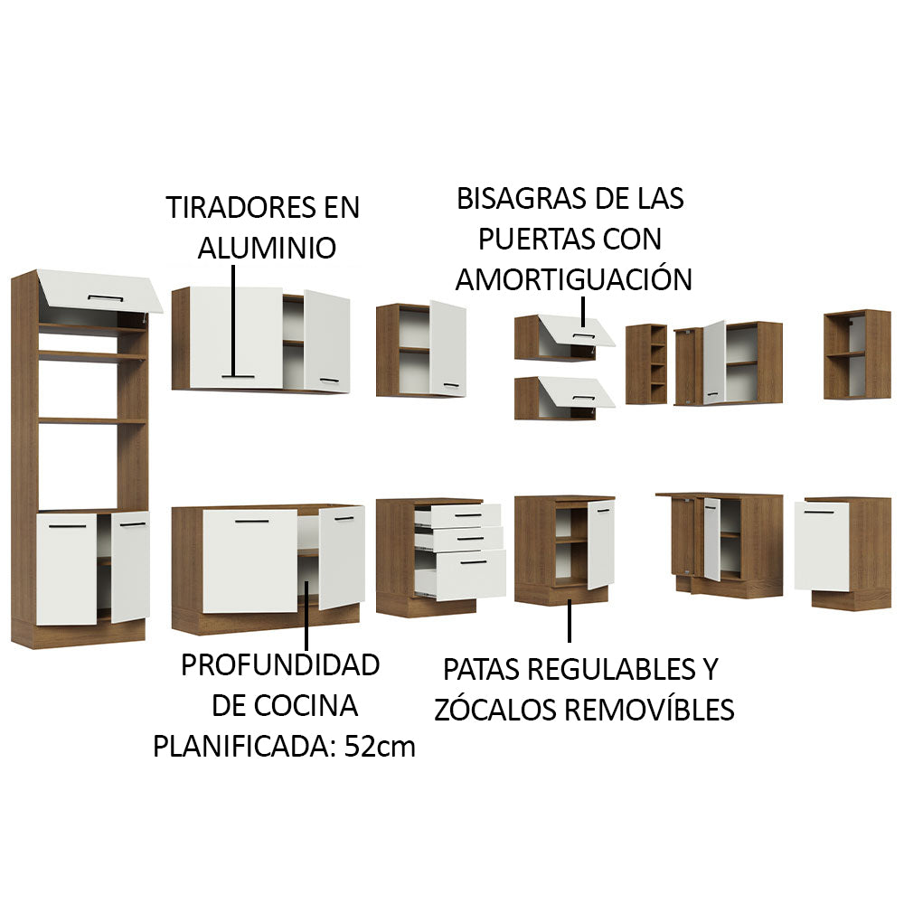 Cocina Integral de Esquina Agata 5.00 m Marrón/Blanco 01