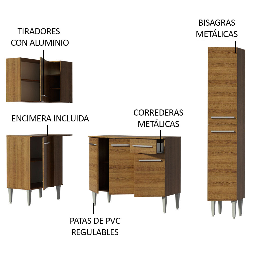 Cocina Integral de Esquina Emilly Song 2.60 m Marrón