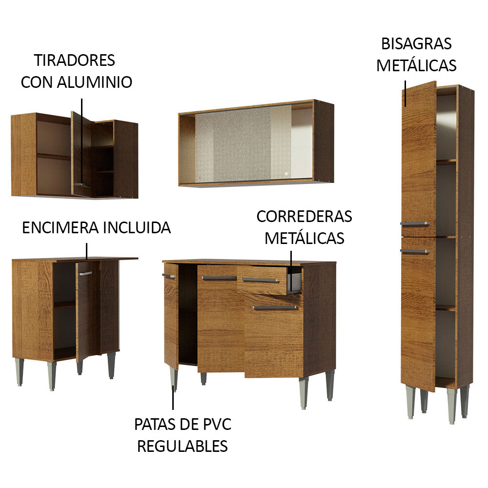 Cocina Integral de Esquina Emilly Face 2.60 m Marrón