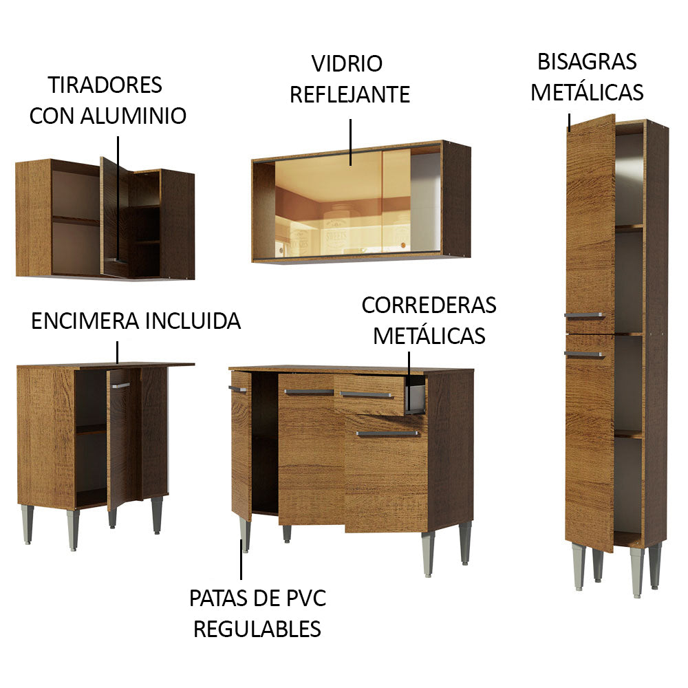 Cocina Integral de Esquina Emilly River 2.60 m Marrón