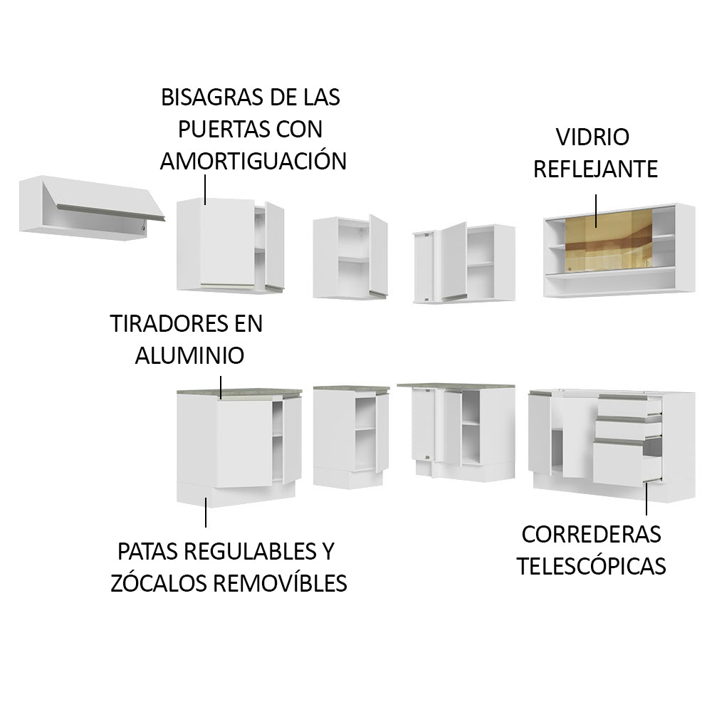 Cocina Integral de Esquina Glamy 4.70 m Blanco 01
