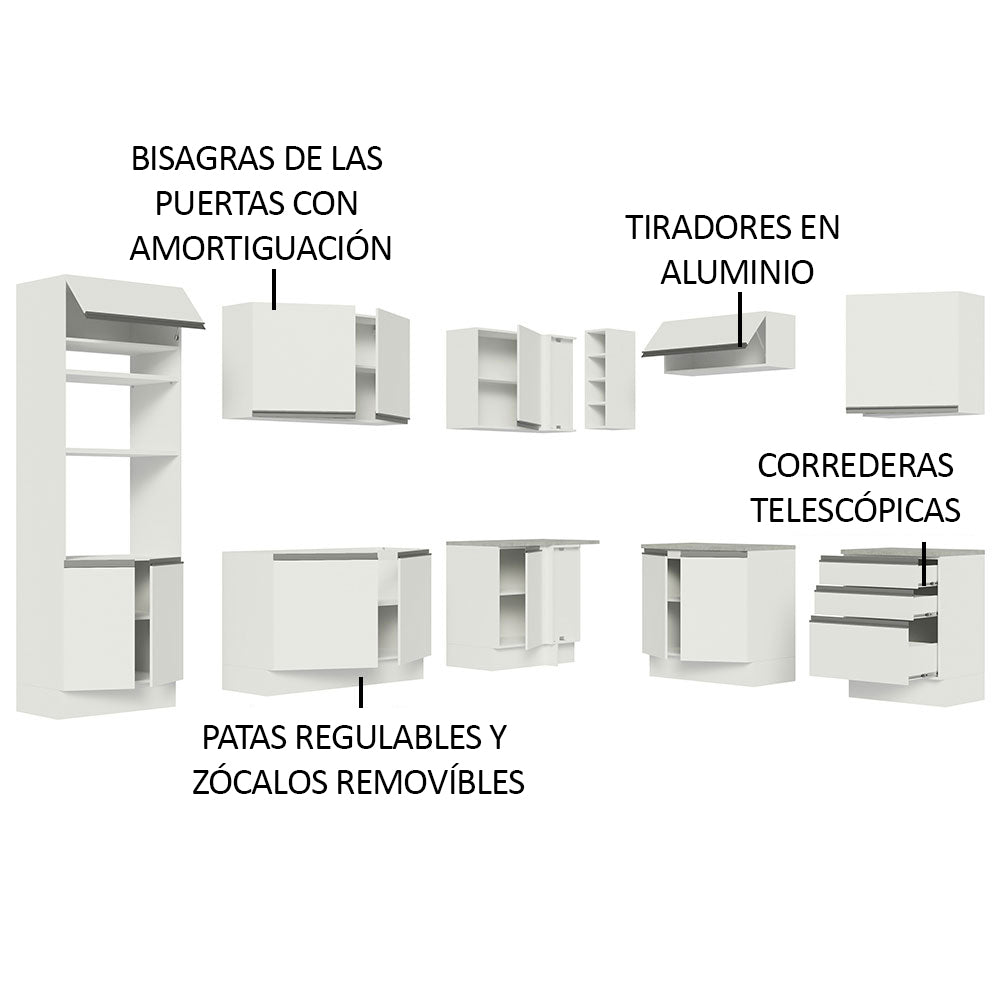 Cocina Integral de Esquina Glamy 4.80 m Blanco 01