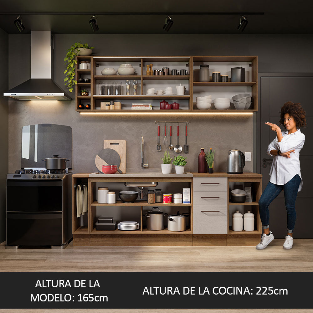 Cocina Integral Agata Thêmis 2.20 Metros Marrón/Crema