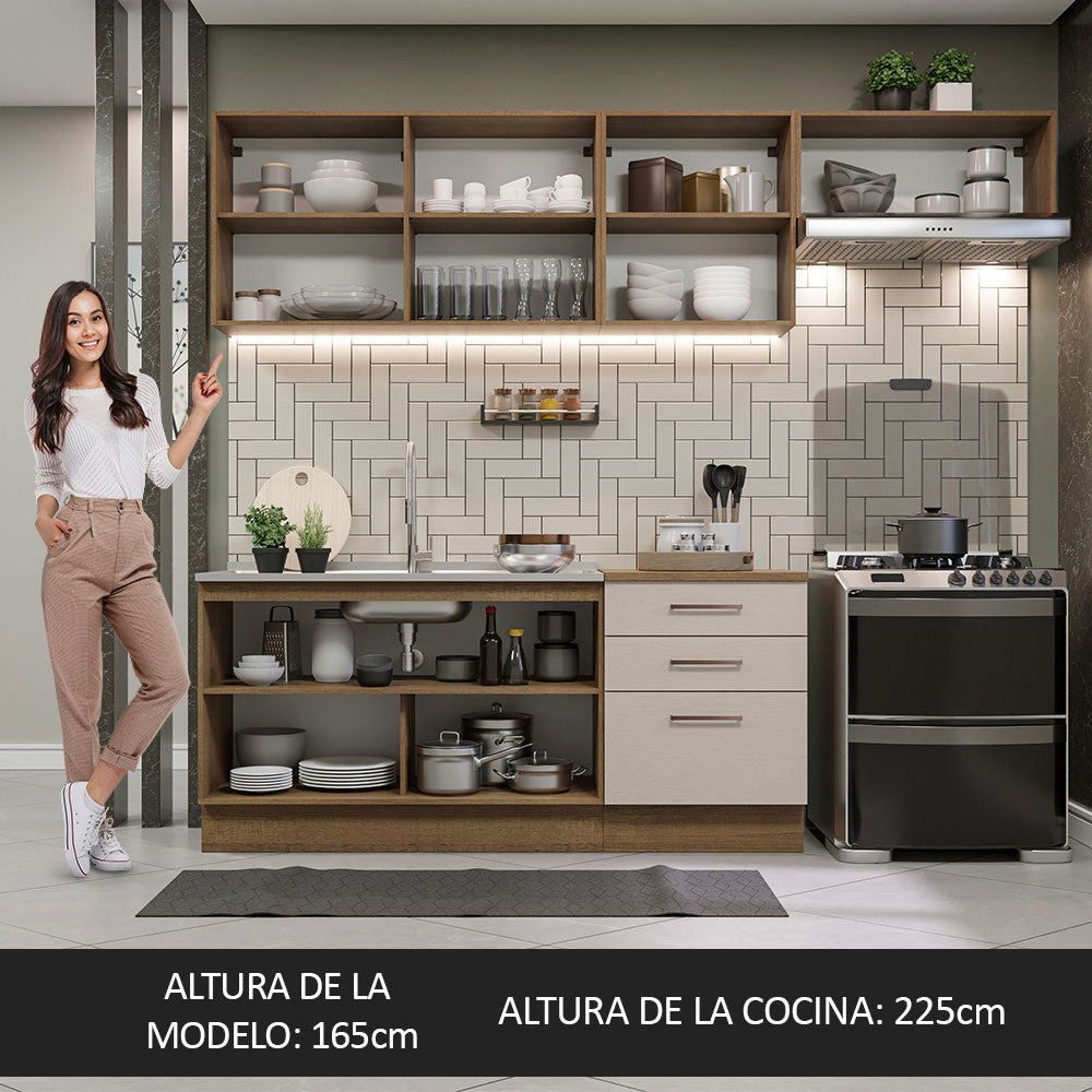 Cocina Integral Agata 2.60 m Marrón/Crema 02