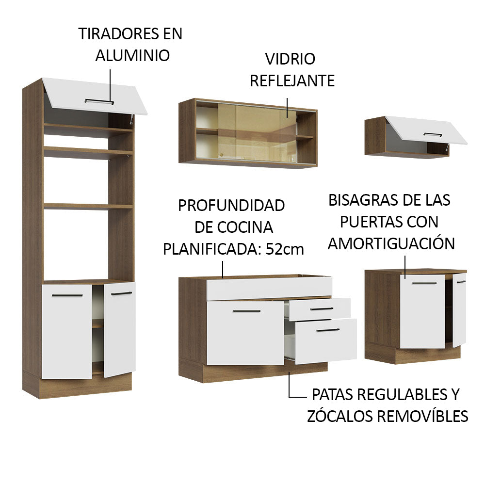 Cocina Integral Agata 2.70 Metros Marrón/Blanco 03