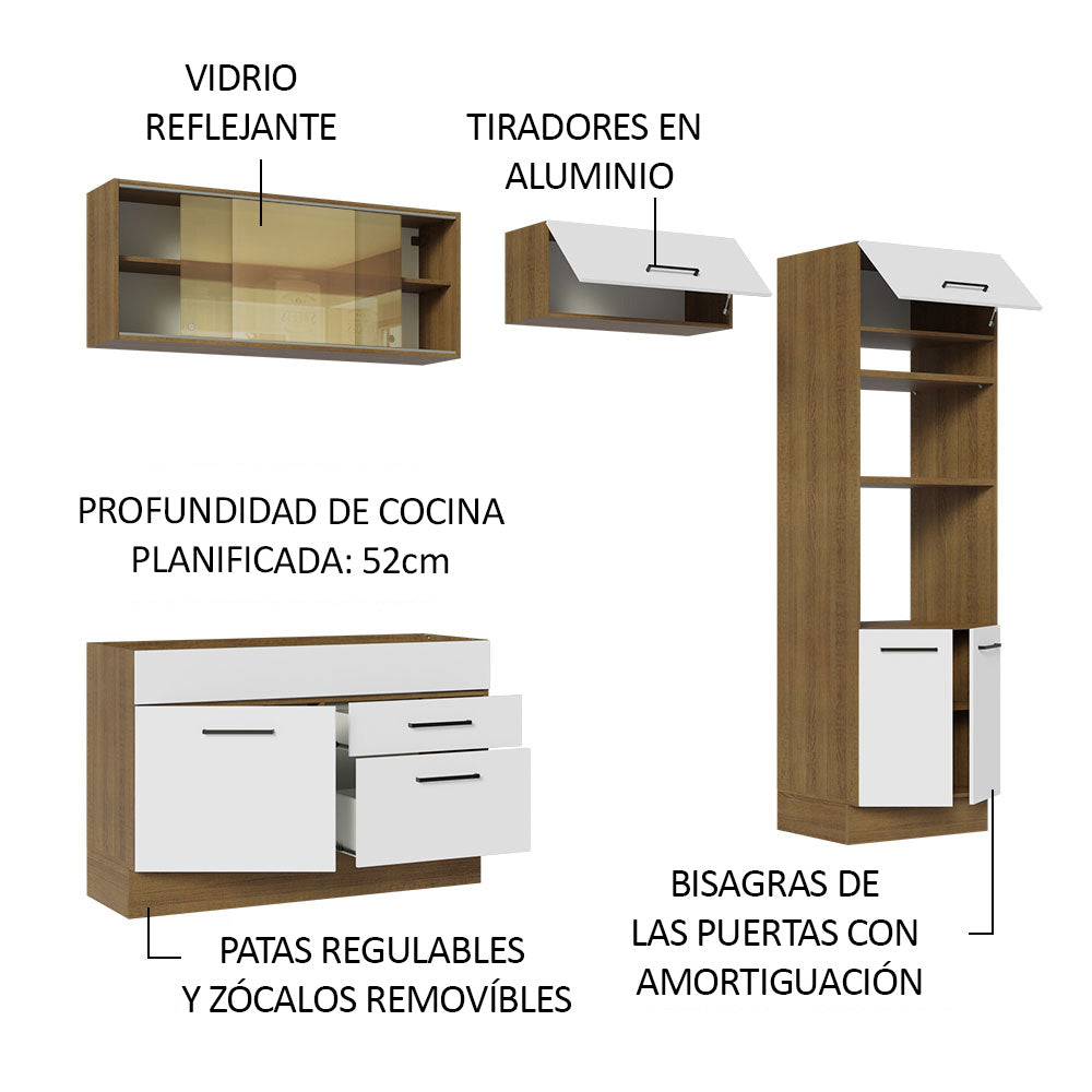 Cocina Integral Agata 2.70 Metros Marrón/Blanco 05