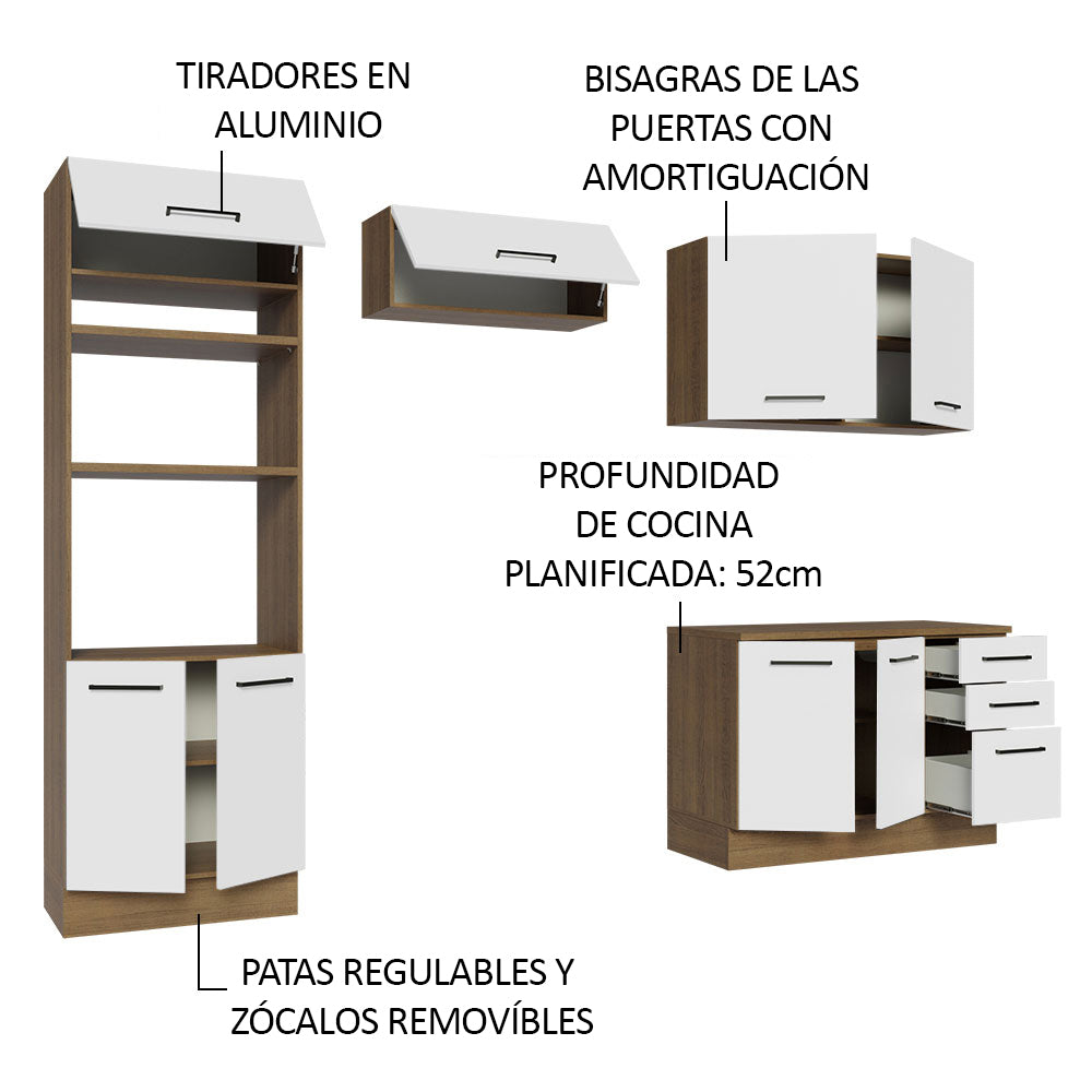 Cocina Integral Agata 2.70 m con Encimera Marrón/Blanco 07