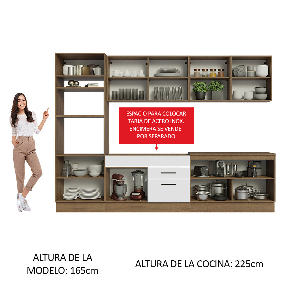 Cocina Integral Agata 3.10 Metros Marrón/Blanco 02