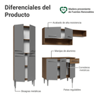 Cocina Integral Emilly 2.30 Metros Marrón/Gris 16