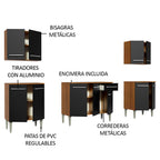 Cocina Integral Emilly King 2.30 Metros Marrón/Negro